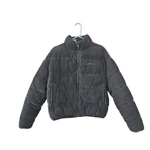 Women's BDG Corduroy Zip Up Long Sleeve Puffer Jacket in Gray Size Small